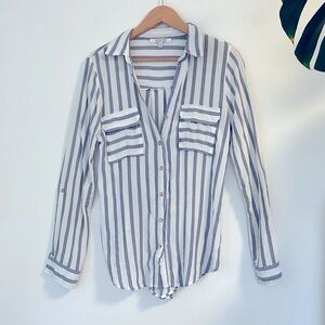 Striped Button down shirt, rayon shirt, Long sleeve top, long sleeve blouse,